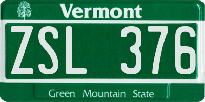 VT license plate ZSL376