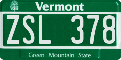 VT license plate ZSL378
