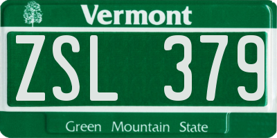 VT license plate ZSL379