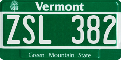 VT license plate ZSL382