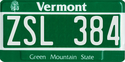 VT license plate ZSL384