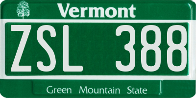 VT license plate ZSL388