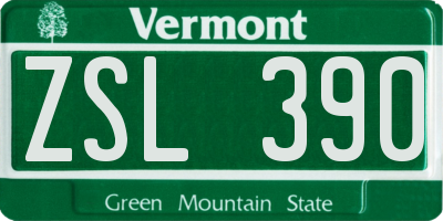 VT license plate ZSL390