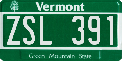 VT license plate ZSL391