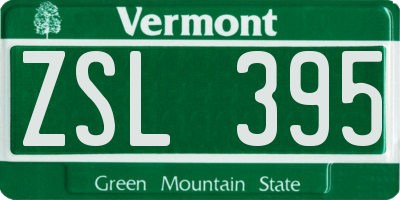 VT license plate ZSL395