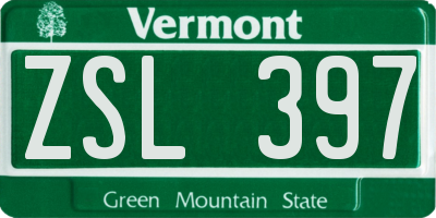 VT license plate ZSL397