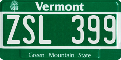 VT license plate ZSL399