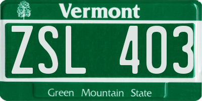 VT license plate ZSL403