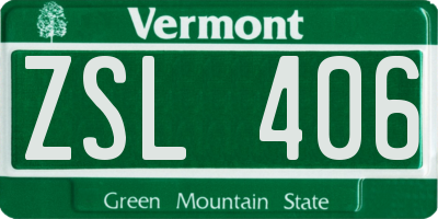 VT license plate ZSL406
