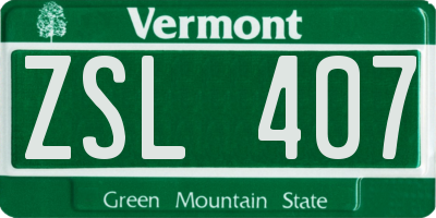 VT license plate ZSL407