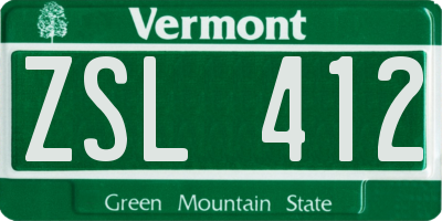 VT license plate ZSL412