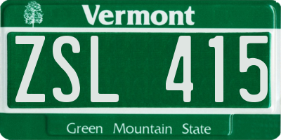 VT license plate ZSL415