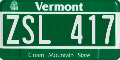 VT license plate ZSL417