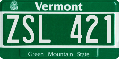 VT license plate ZSL421
