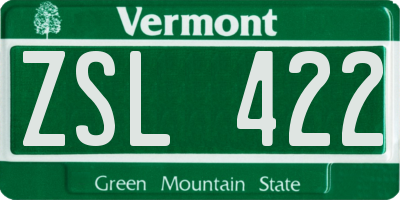 VT license plate ZSL422