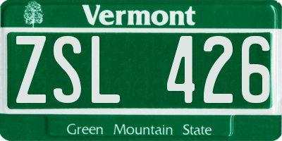 VT license plate ZSL426