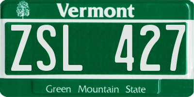 VT license plate ZSL427