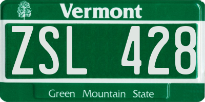 VT license plate ZSL428