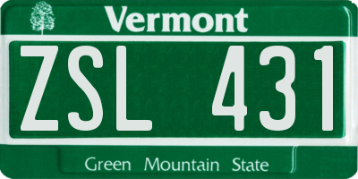 VT license plate ZSL431