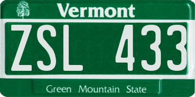 VT license plate ZSL433