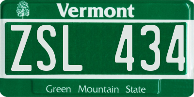 VT license plate ZSL434