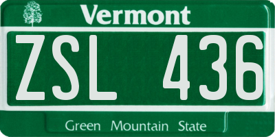 VT license plate ZSL436