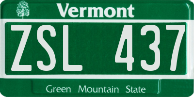 VT license plate ZSL437