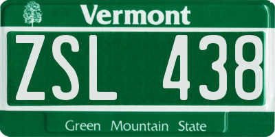 VT license plate ZSL438