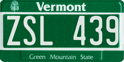 VT license plate ZSL439