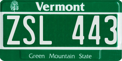 VT license plate ZSL443