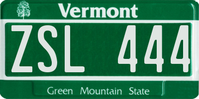 VT license plate ZSL444