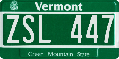 VT license plate ZSL447