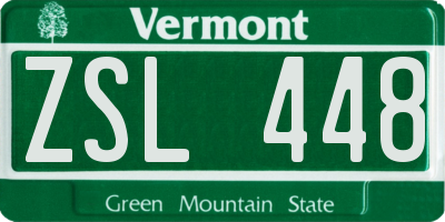 VT license plate ZSL448
