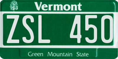VT license plate ZSL450