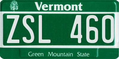 VT license plate ZSL460