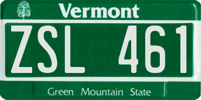 VT license plate ZSL461