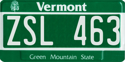 VT license plate ZSL463