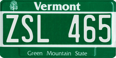 VT license plate ZSL465