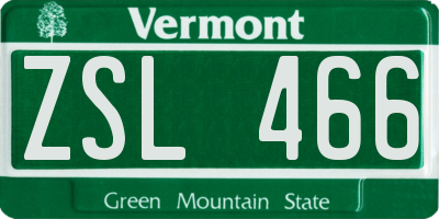 VT license plate ZSL466