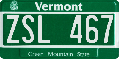 VT license plate ZSL467
