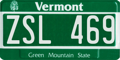 VT license plate ZSL469