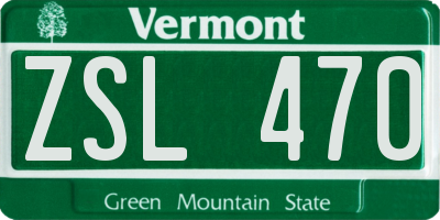 VT license plate ZSL470