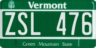 VT license plate ZSL476