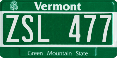 VT license plate ZSL477