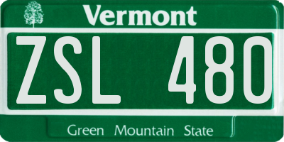 VT license plate ZSL480