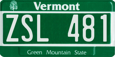 VT license plate ZSL481