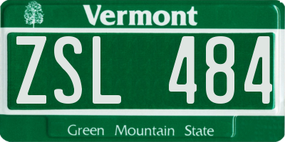 VT license plate ZSL484