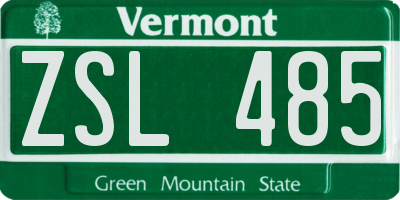 VT license plate ZSL485