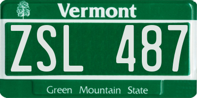 VT license plate ZSL487