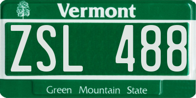 VT license plate ZSL488